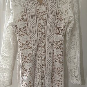White Lace Long Sleeve Top